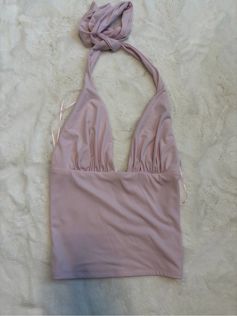 GARAGE Ruched pixie Halter Top in Light Pink - Picture 3 of 5